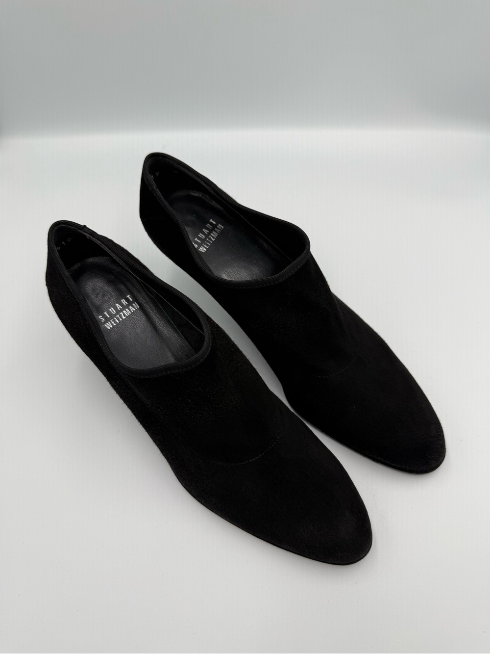 Stuart Weitzman Black Suede Slip-On Loafers